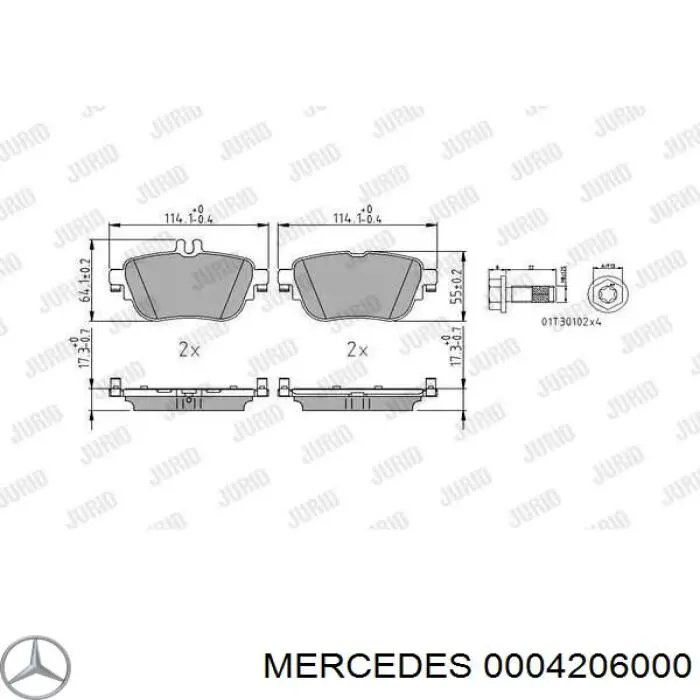 Купить 0004206000 Mercedes Колодки тормозные задние, дисковые