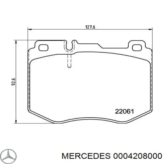 Передние тормозные колодки 0004208000 Mercedes