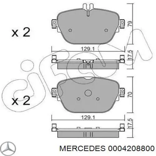 Колодки дисковые  Mercedes 0004208800 цена, от 175.00 USD