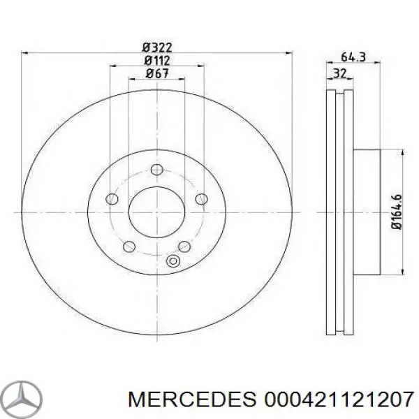 000421121207 Mercedes диск тормозной передний