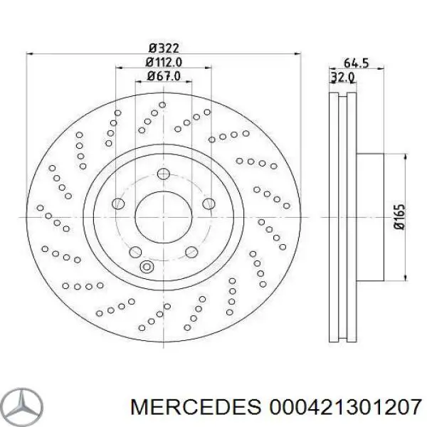 000421301207 Mercedes диск тормозной передний