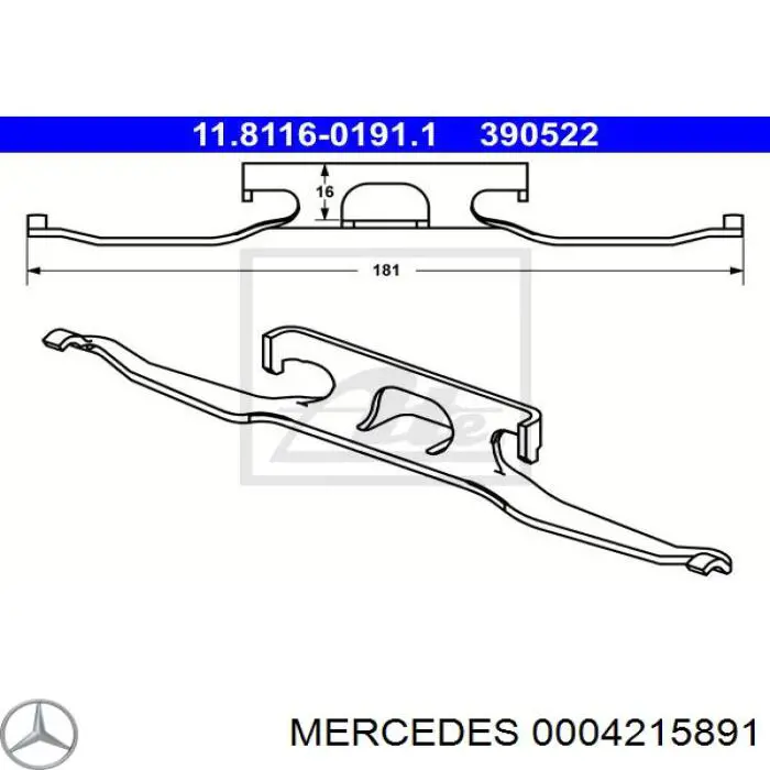 Комплект пружинок крепления дисковых колодок передних 0004215891 Mercedes