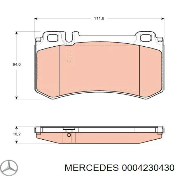 0004230430 Mercedes Колодки тормозные дисковые комплект