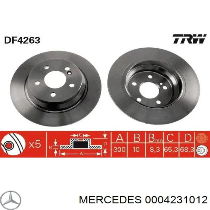 Задний тормозной диск Mercedes 0004231012 цена, от 35.49 USD