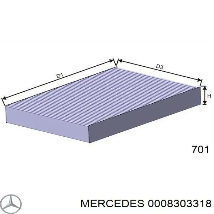 Фильтр воздушный отопителя Mercedes 0008303318 цена, от 5.13 USD