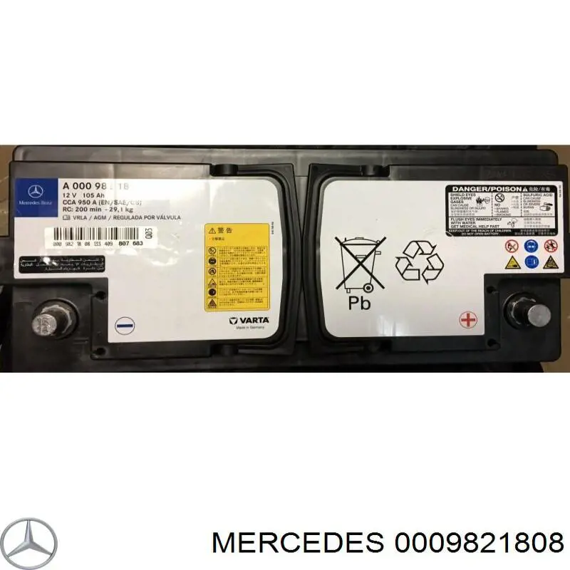 Аккумулятор Mercedes 0009821808