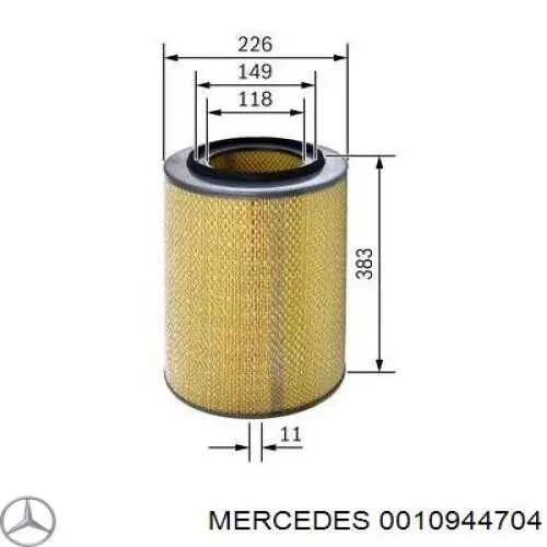 0010944704 Mercedes воздушный фильтр