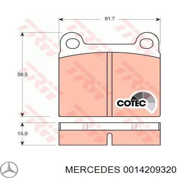 Задние тормозные колодки 0014209320 Mercedes