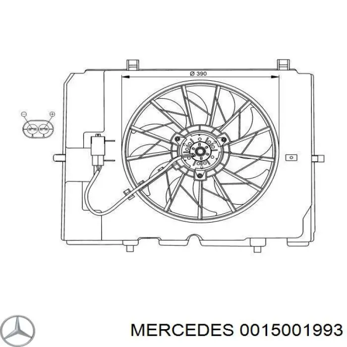 0015001993 Mercedes диффузор радиатора охлаждения, в сборе с мотором и крыльчаткой