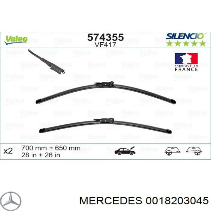 6398200200 Mercedes щетка-дворник лобового стекла, комплект из 2 шт.