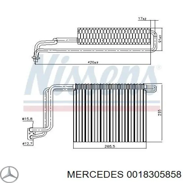 Купить 0018305858 Mercedes Радиатор кондиционера салонный, испаритель