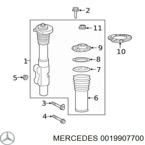Купить 0019907700 Mercedes Болт крепления амортизатора переднего