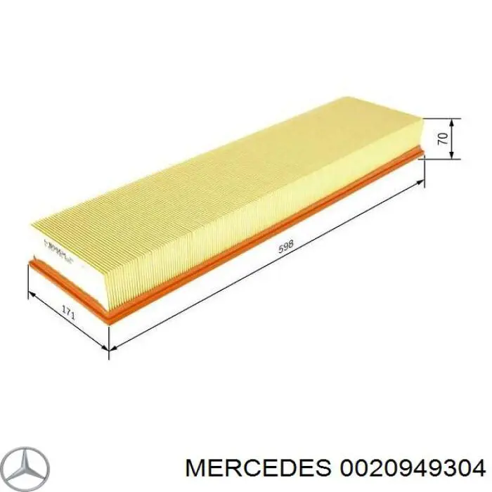0020949304 Mercedes воздушный фильтр