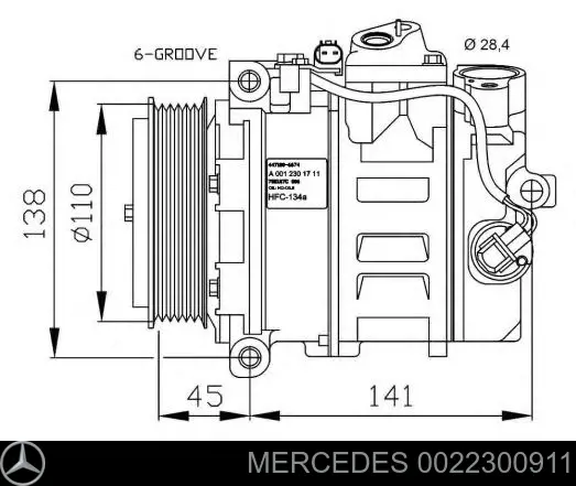Купить 0022300911 Mercedes Компрессор климатической установки
