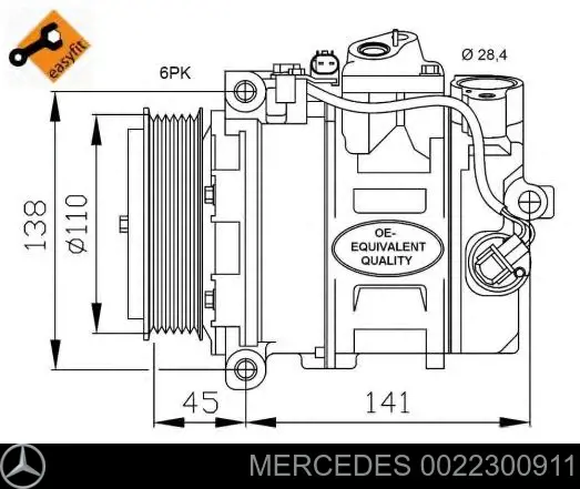 Компрессор кондиционера 0022300911 Mercedes