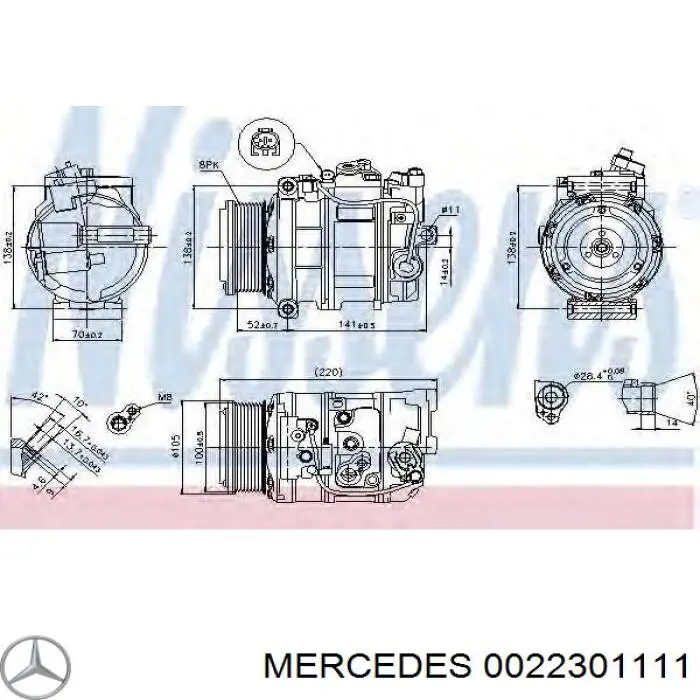 Компрессор кондиционера 0022301111 Mercedes