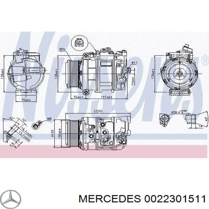 Компрессор кондиционера 0022301511 Mercedes