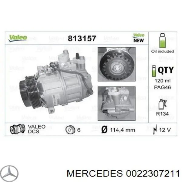 Компрессор кондиционера 0022307211 Mercedes