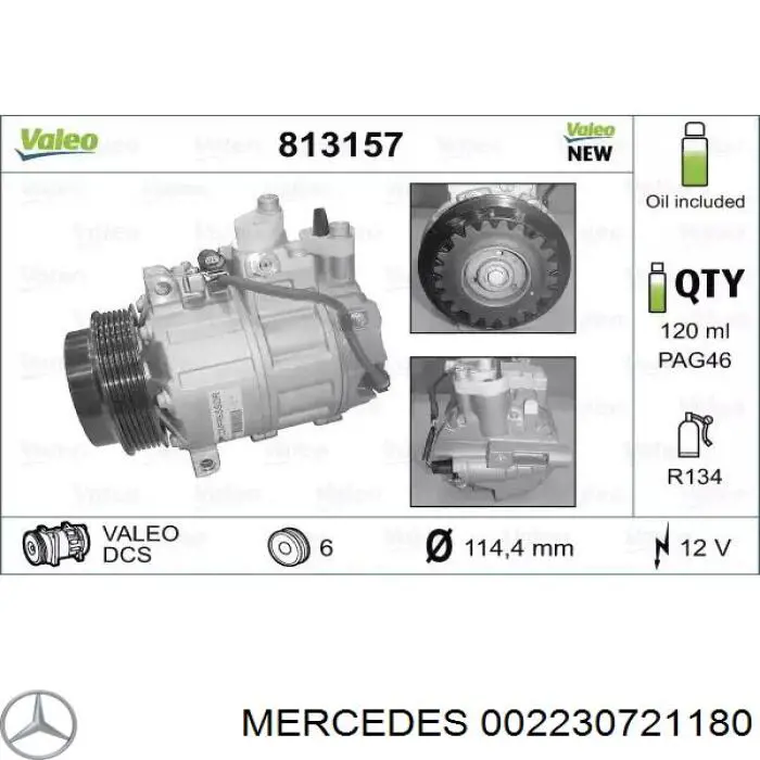 Компрессор кондиционера 002230721180 Mercedes