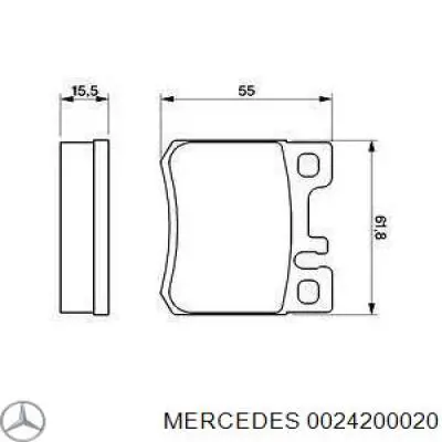 0024200020 Mercedes колодки тормозные задние дисковые