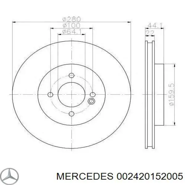Передние тормозные колодки 002420152005 Mercedes