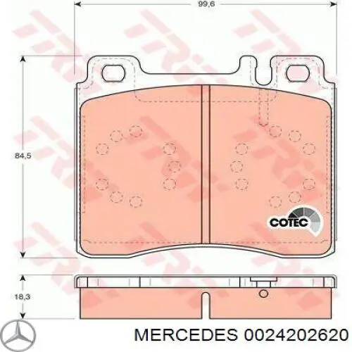 0024202620 Mercedes передние тормозные колодки