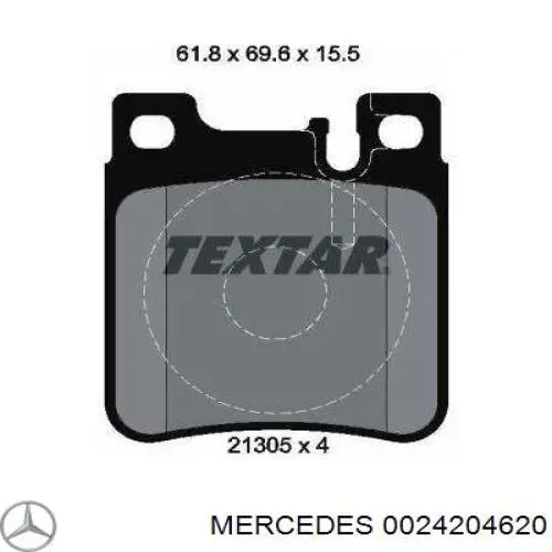 0024204620 Mercedes колодки тормозные задние дисковые