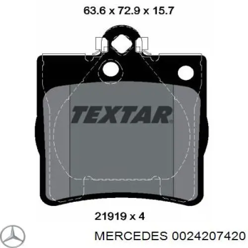 0024207420 Mercedes колодки тормозные задние дисковые