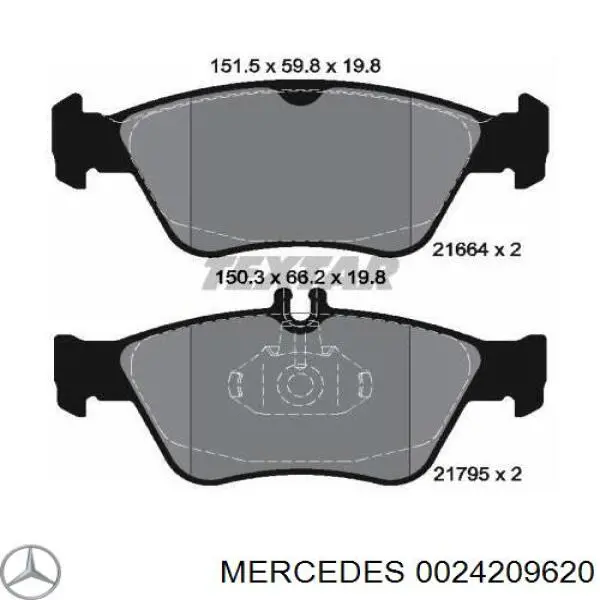 0024209620 Mercedes колодки тормозные передние дисковые
