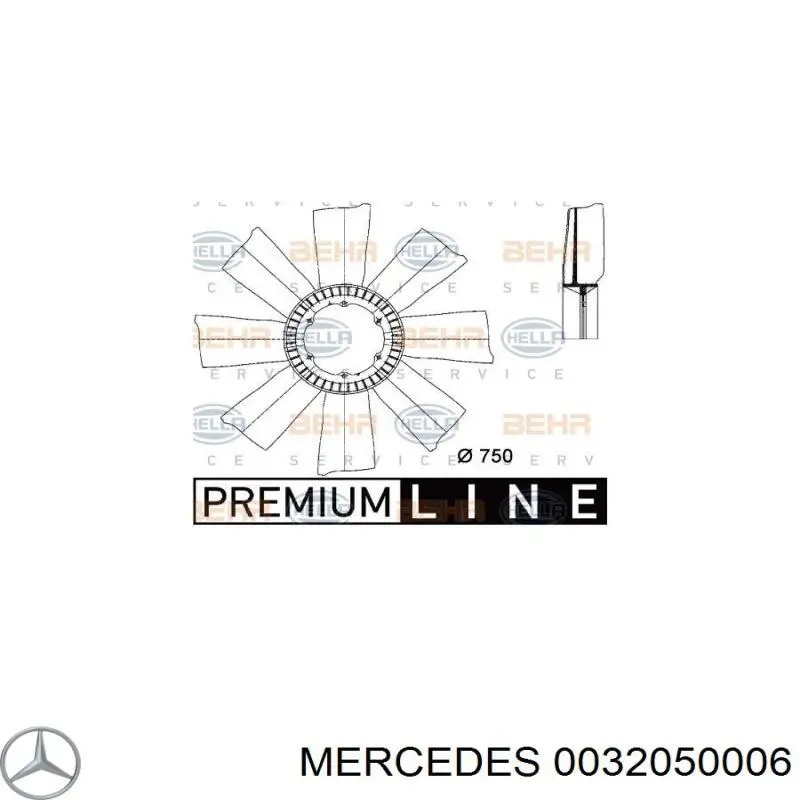 0032050006 Mercedes ventilador (roda de aletas do radiador de esfriamento)