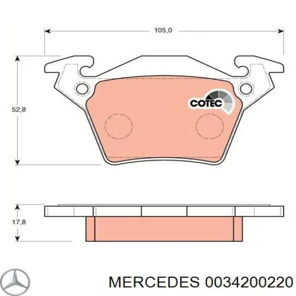 Задние тормозные колодки 0034200220 Mercedes