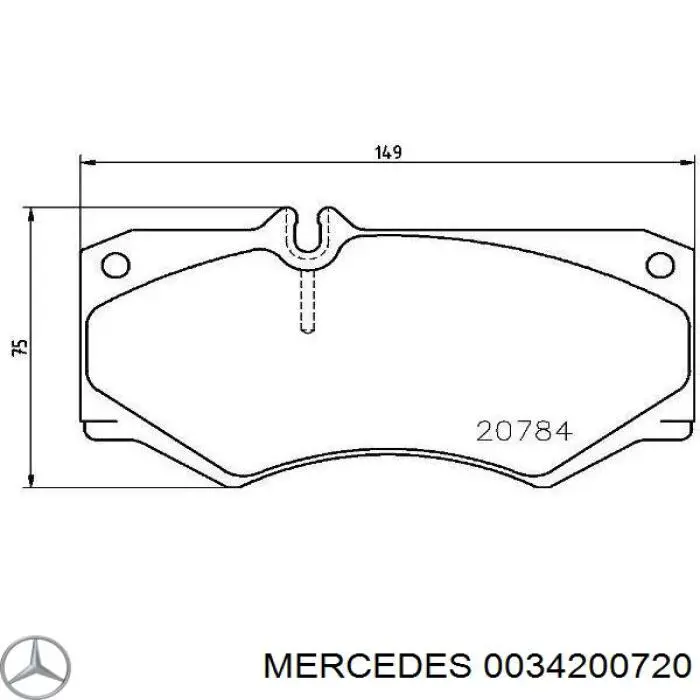 Передние тормозные колодки 0034200720 Mercedes