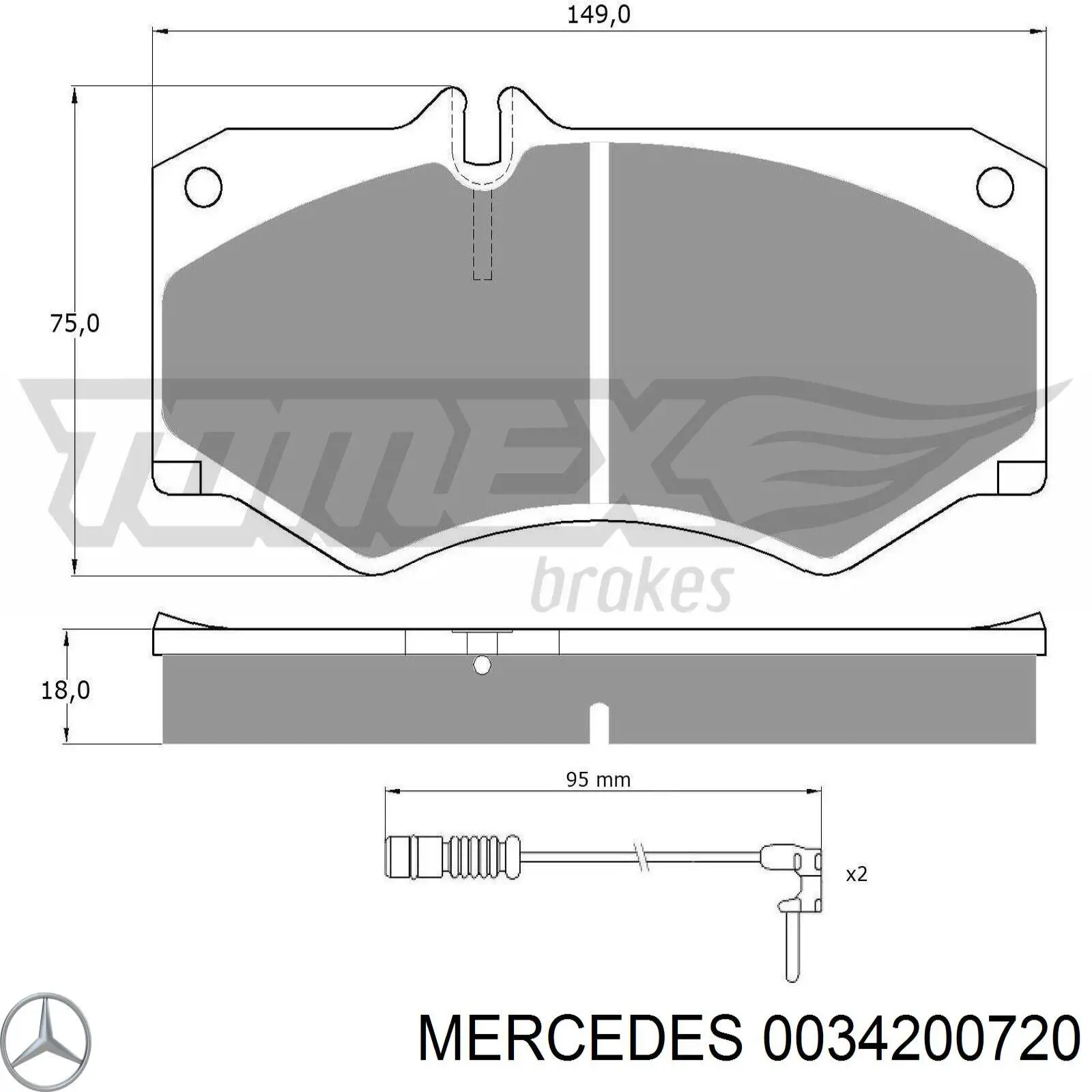 0034200720 Mercedes колодки тормозные передние дисковые