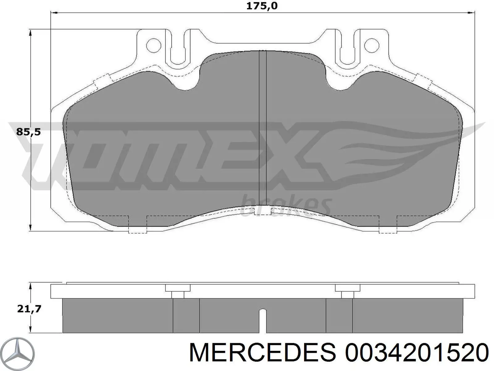 Купить 0034201520 Mercedes Колодки тормозные задние, дисковые