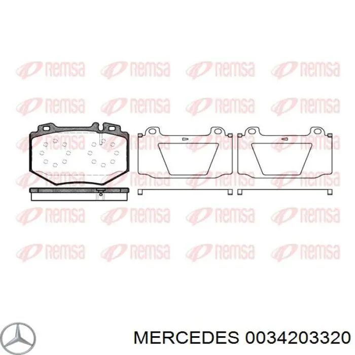 Передние тормозные колодки 0034203320 Mercedes