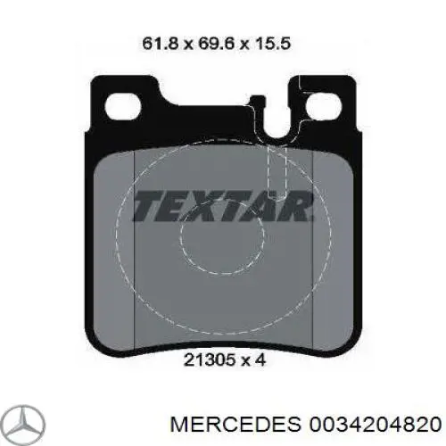 0034204820 Mercedes колодки тормозные задние дисковые