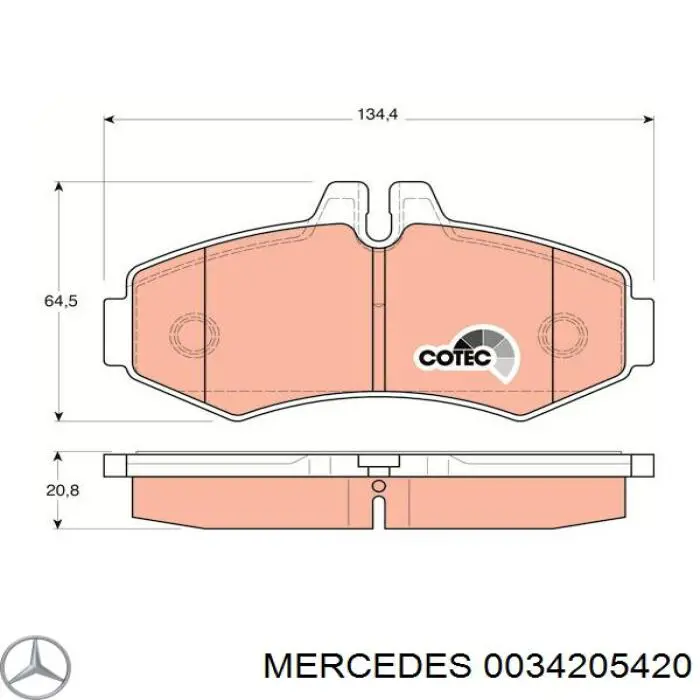 Передние тормозные колодки 0034205420 Mercedes