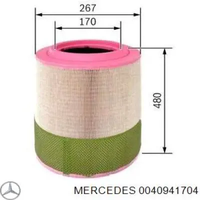 Воздушный фильтр 0040941704 Mercedes