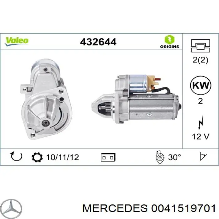 Стартер Mercedes 0041519701 цена, от 50.68 USD