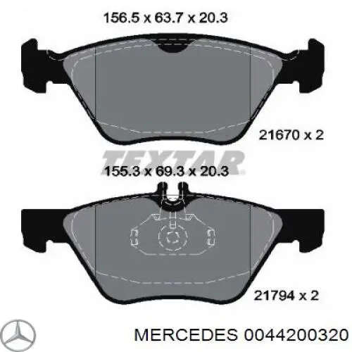 Колодки Mercedes 0044200320 цена, от 19.73 USD
