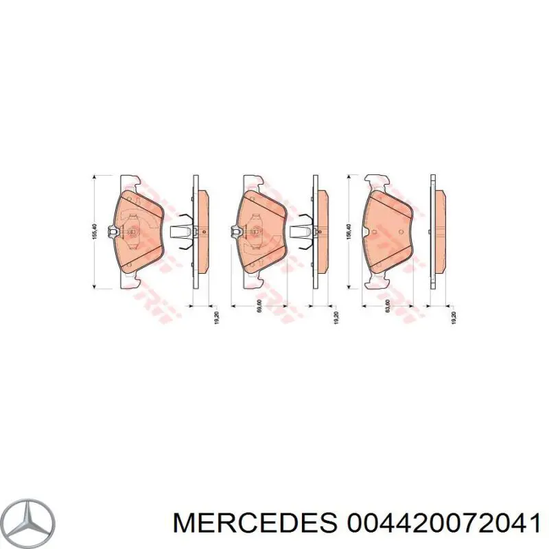 Колодки Mercedes 004420072041 цена, от 60.26 USD