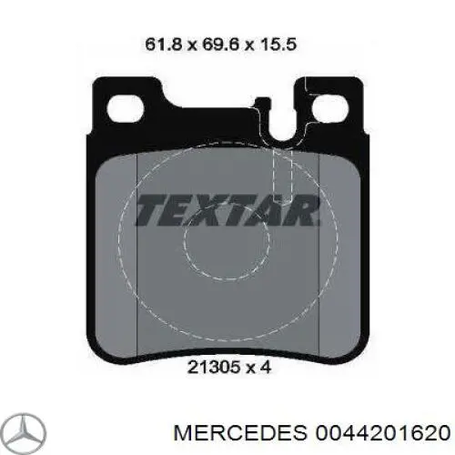 0044201620 Mercedes колодки тормозные задние дисковые