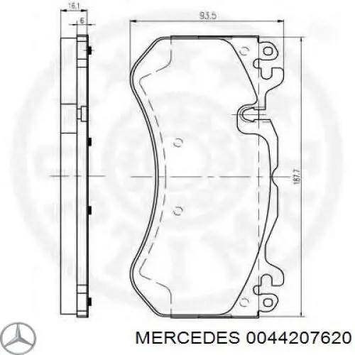 0044207620 Mercedes колодки тормозные передние дисковые