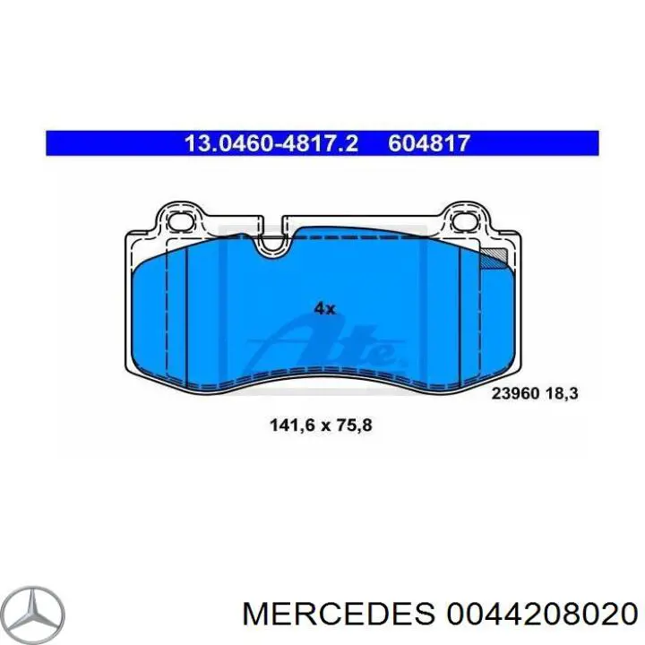 Колодки Mercedes 0044208020 цена, от 45.15 USD