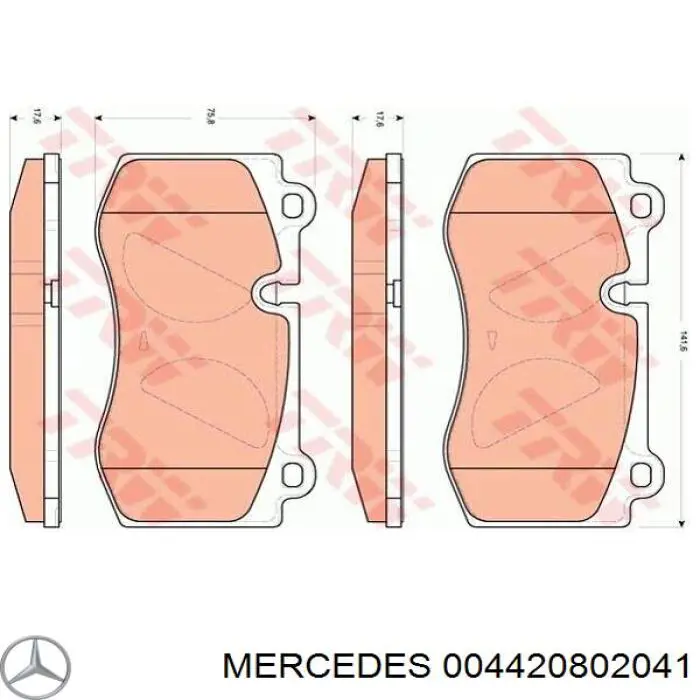 004420802041 Mercedes колодки тормозные передние дисковые