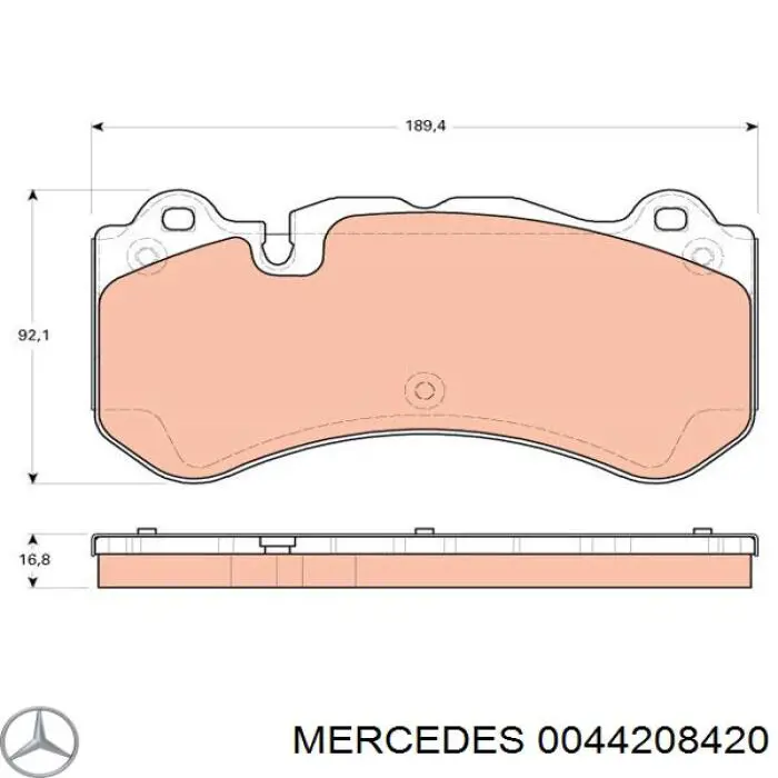 0044208420 Mercedes колодки тормозные передние дисковые