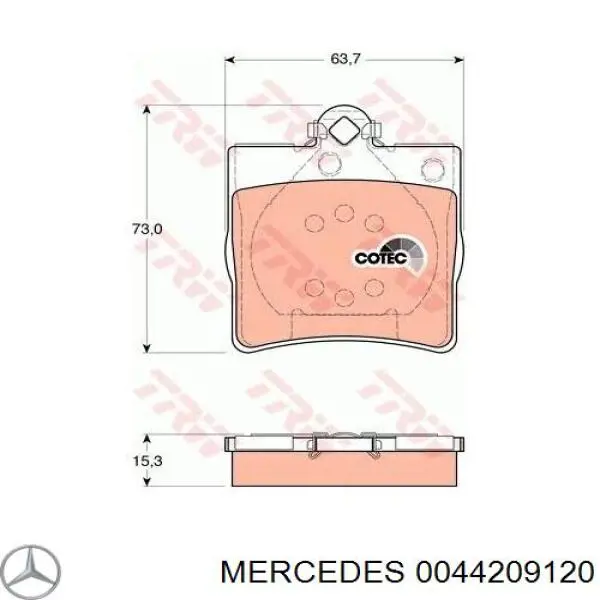 Купить 0044209120 Mercedes Колодки тормозные задние, дисковые