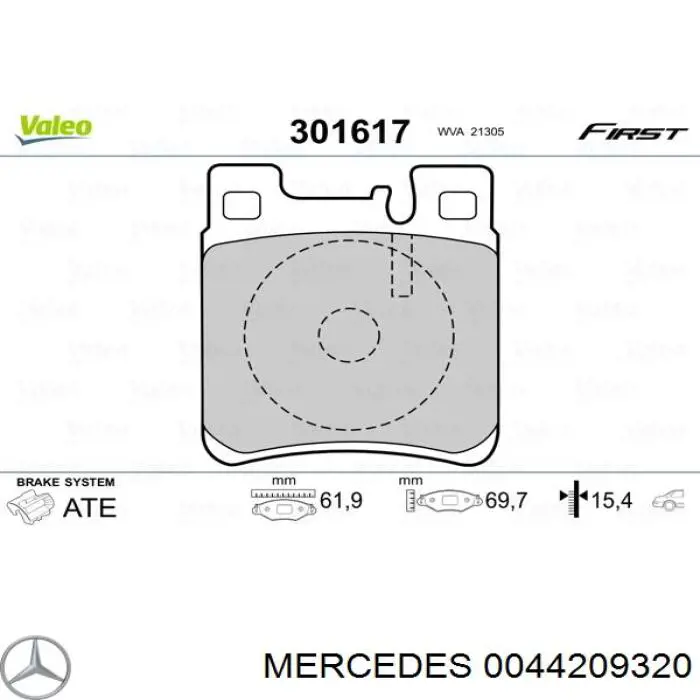 Задние дисковые колодки Mercedes 0044209320