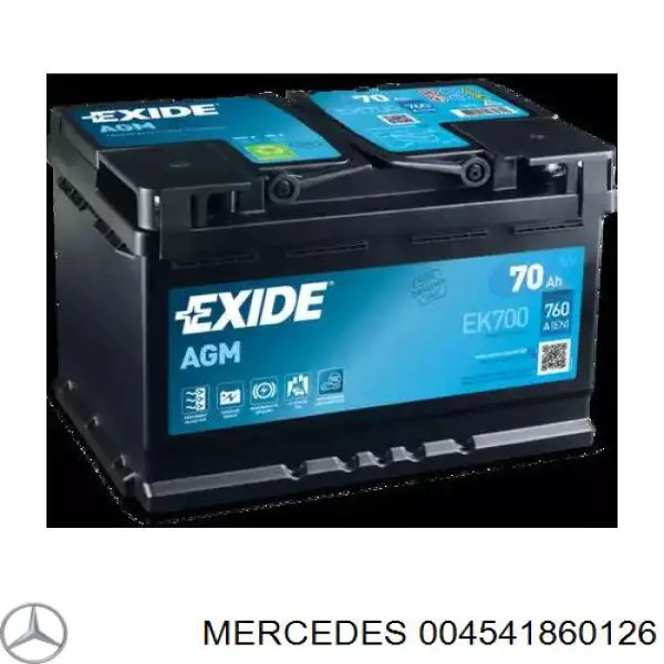 Аккумулятор Mercedes 004541860126