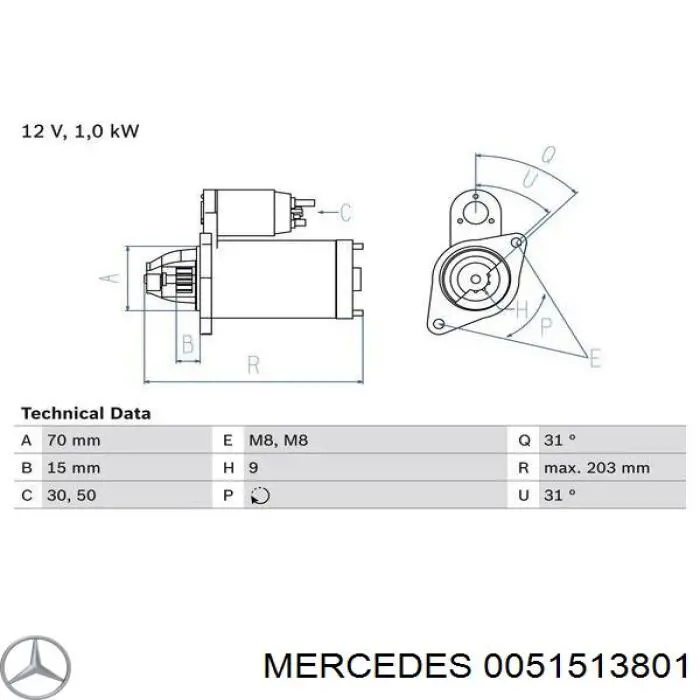 Стартер Mercedes 0051513801 цена, от 80.99 USD